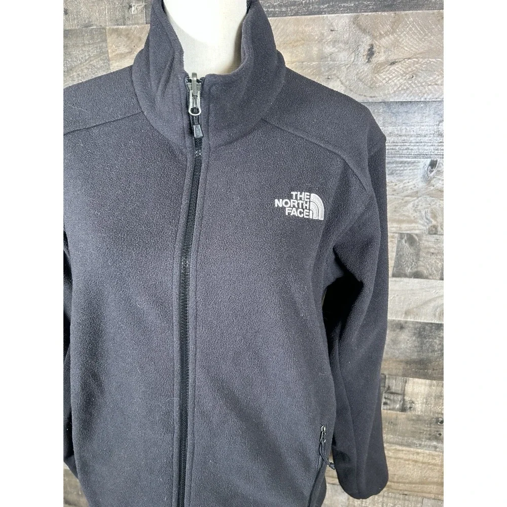 The North Face‎ Mens Medium Jacket Fleece Full Zip Coat Black Pockets Logo